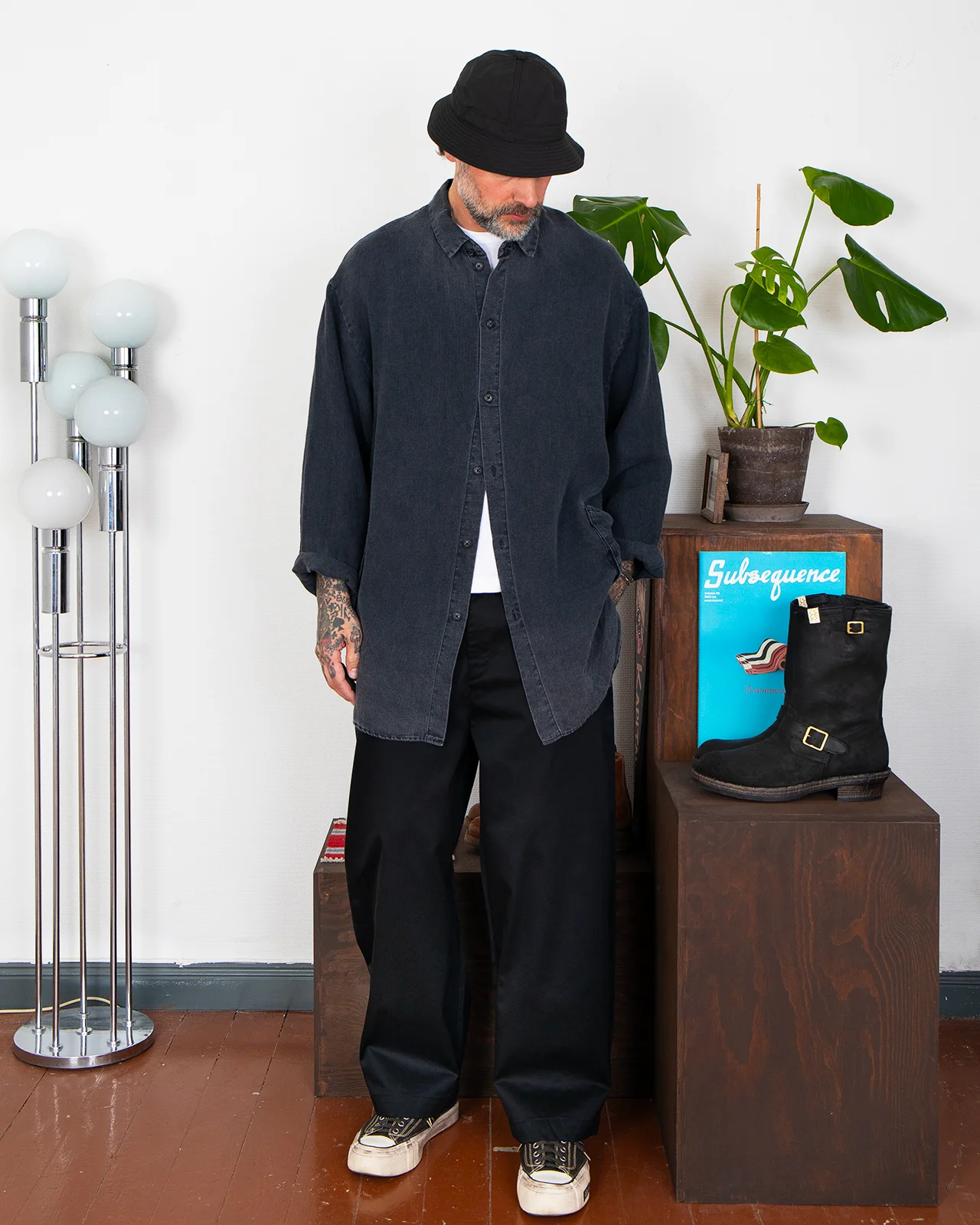 Porter Classic Summer Chinos Gene Kelly Pants, Black - Image 2
